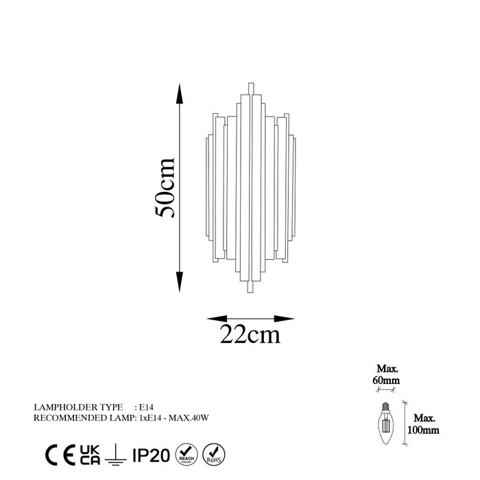 Opviq Reis - 13340 Aplique de Pared Negro